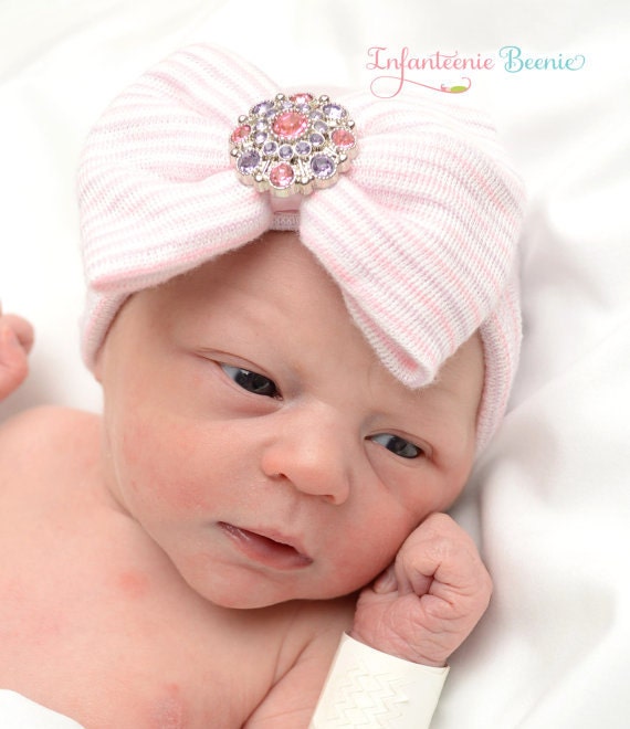 Newborn hospital hat with bow Clearance