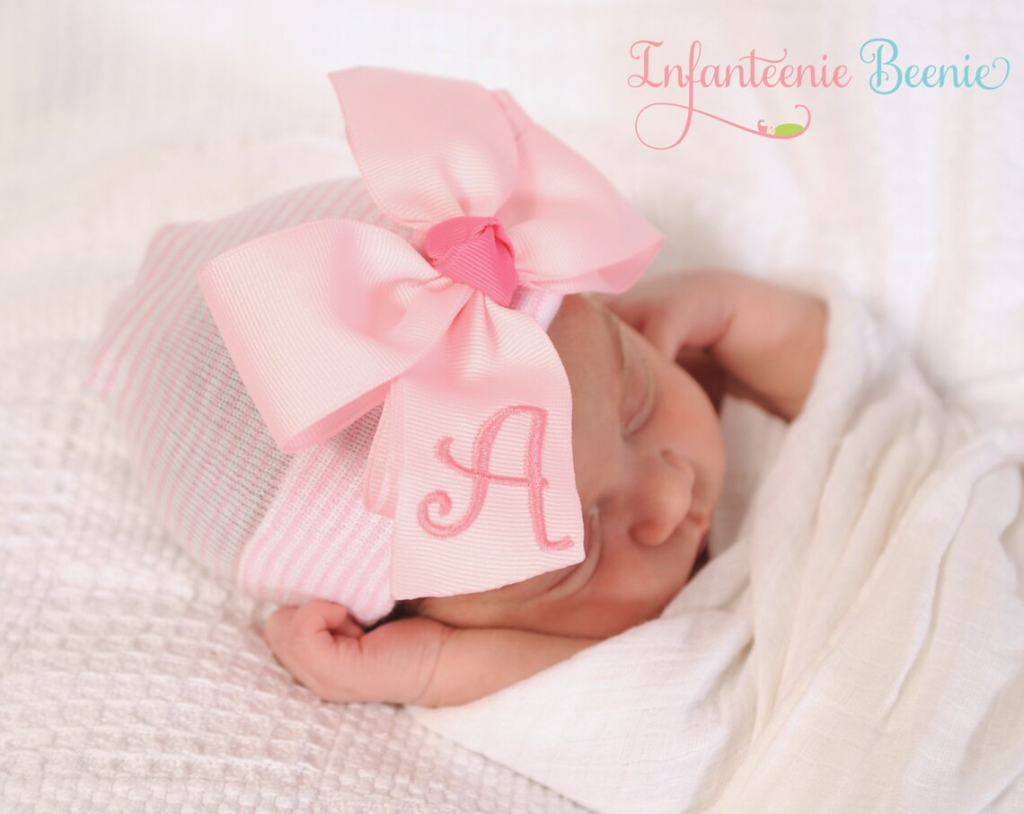 ANY INITIAL Baby Girl Hat Newborn Girl Hat Newborn Baby Girl Etsy