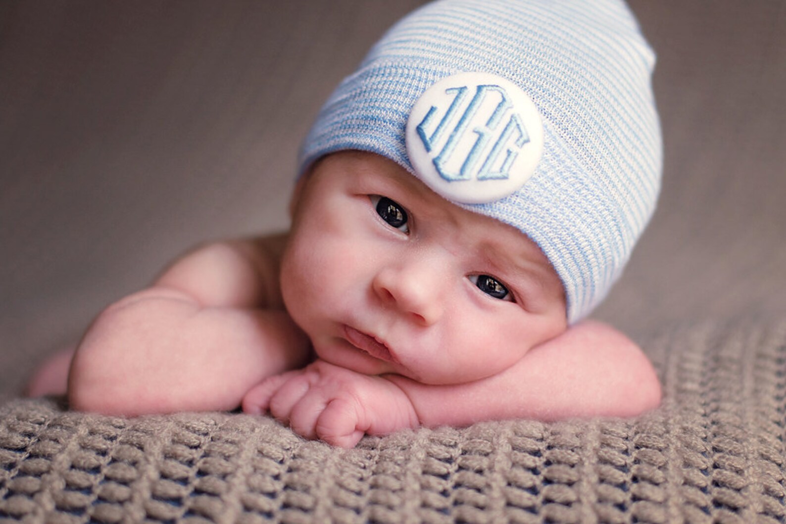 Monogrammed baby boy newborn hospital hat monogrammed baby boy Etsy