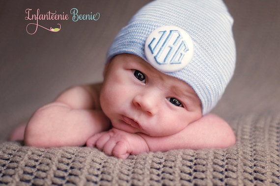 Monogrammed baby boy newborn hospital hat monogrammed baby boy | Etsy