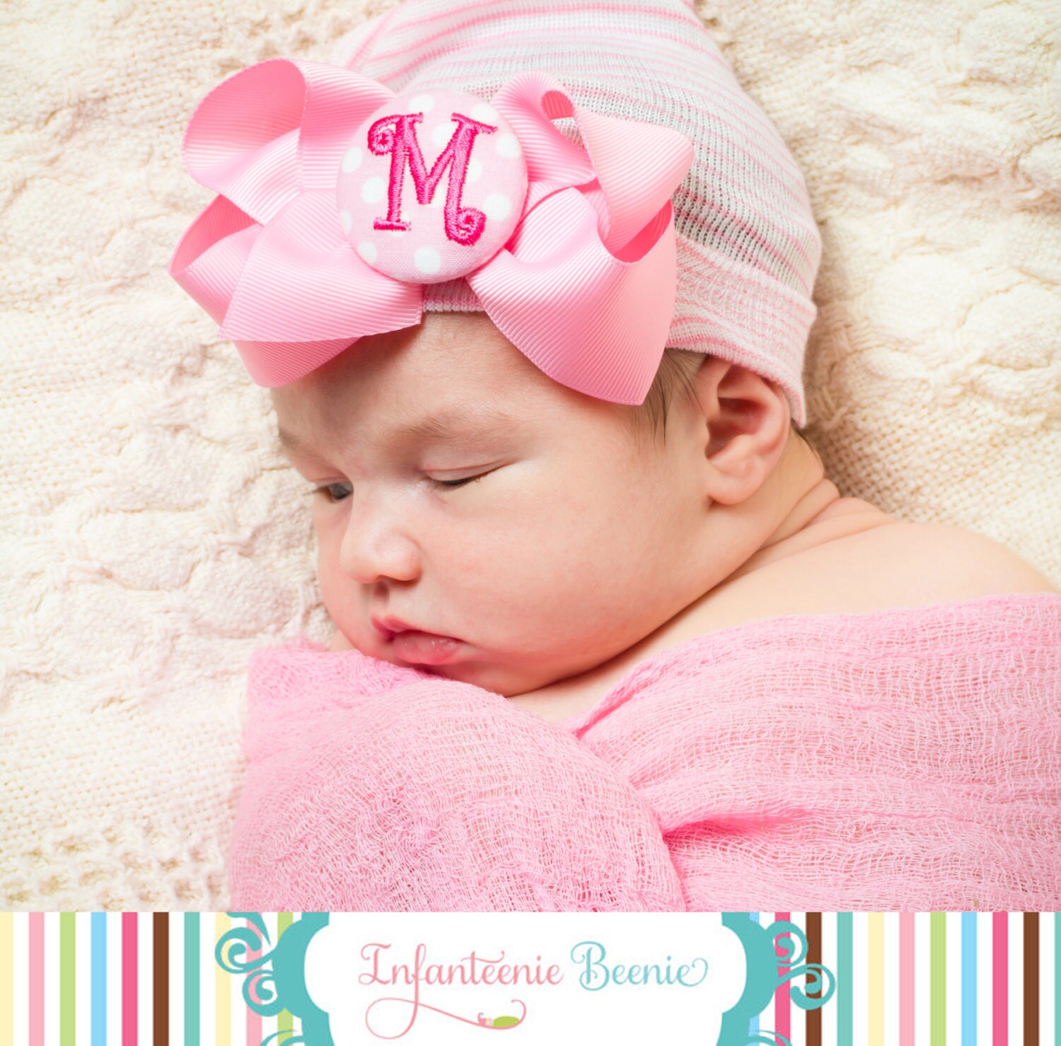 Newborn hat newborn hospital hat with bow newborn girl Etsy