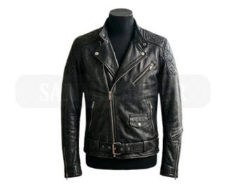 Handgefertigte Herren Black Echtleder Bikerjacke | Klassische asymmetrische Moto Jacke nach Maß