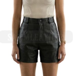 Handgemaakte zwarte leren short met hoge taille voor dames | Stijlvol kunstleer | Op maat gemaakt