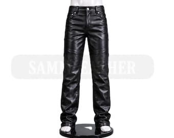 Handgefertigte Herren Schwarz Echtleder Cabrio Hose Shorts Zip-Off Biker Maßanfertigung