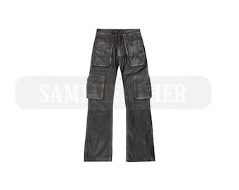 Handgemachte Vintage Leder Cargo Hose nach Maß Echt Leder Hose