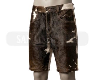 Handgefertigte Herren Echtleder Shorts Hair-On Hide Exotische Shorts nach Maß