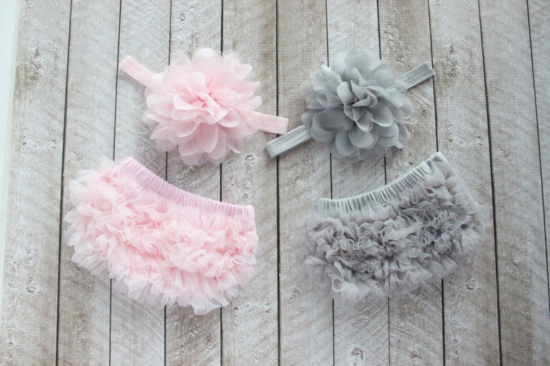 TWINS Baby Girl Ruffle Bloomer & Headband Sets in Pink and Etsy