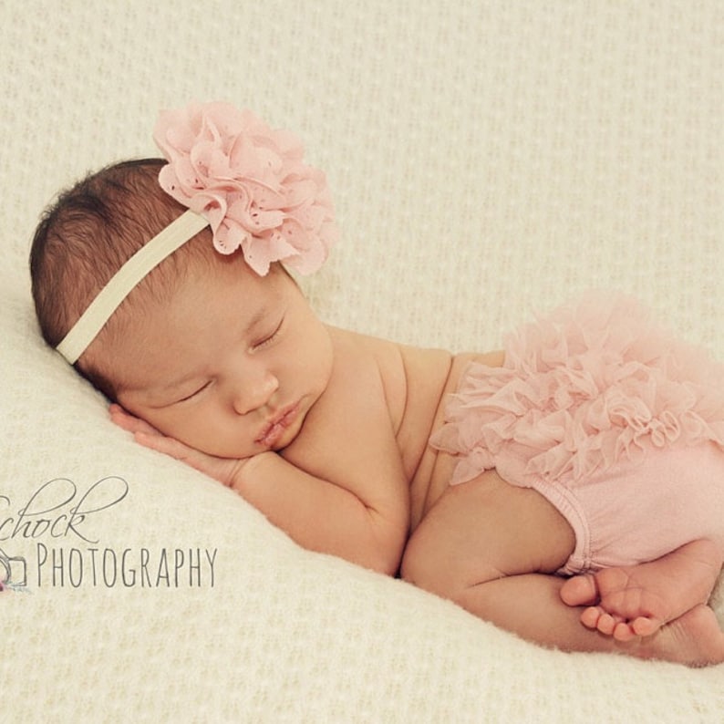 Baby Girl Ruffle Bottom Bloomer & Headband Set in Mauve Etsy