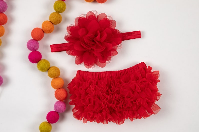 Baby Girl Ruffle Bottom Bloomer & Headband Set in Red Etsy