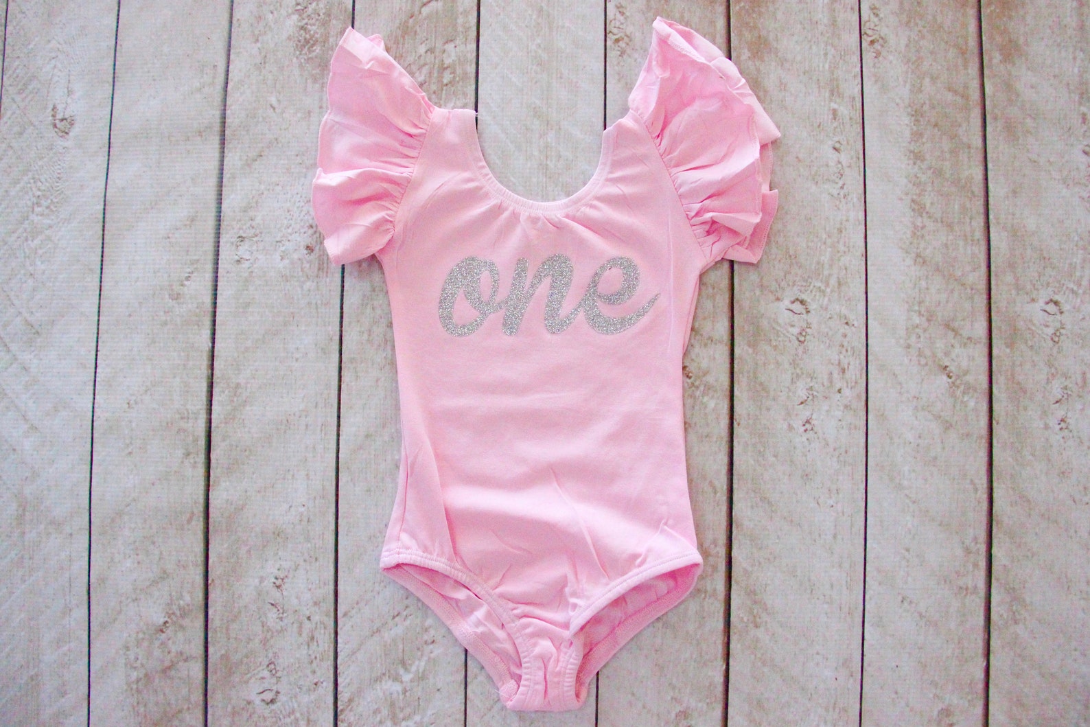 Pink First Birthday "one" Flutter Sleeve Leotard in Gold or Silver ...