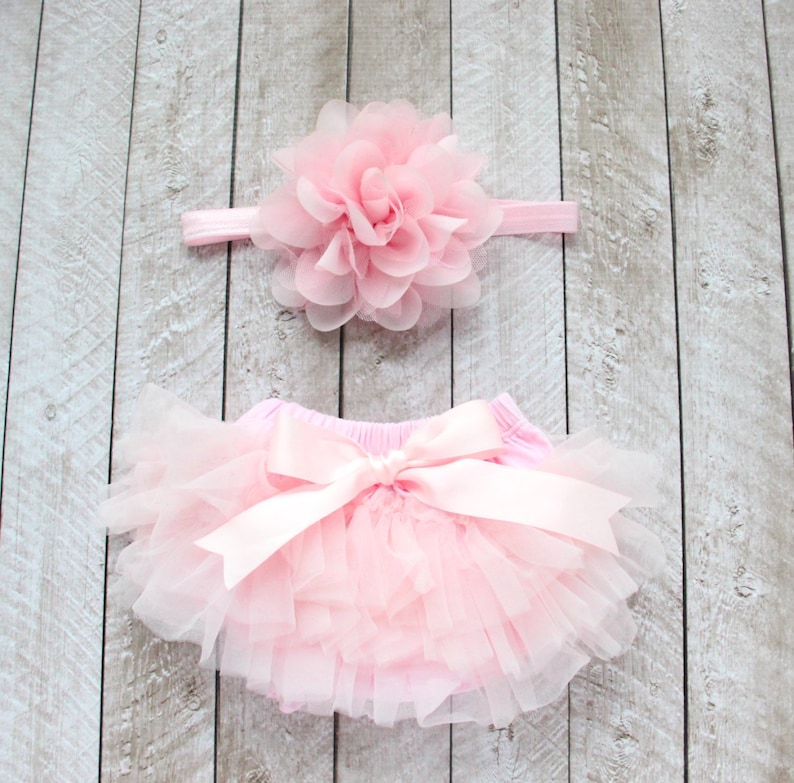 Baby Girl Ruffle Bottom Tutu Bloomer & Headband Set in Light Etsy