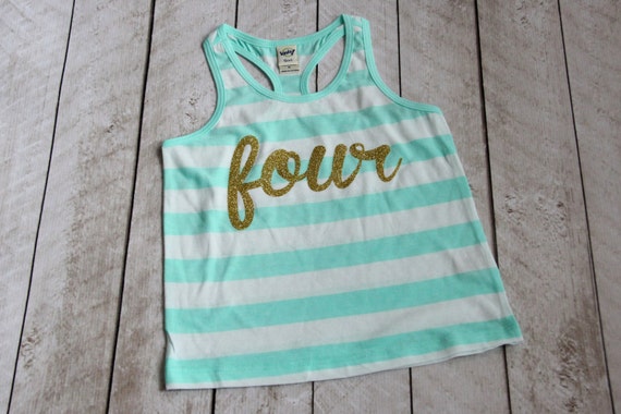 Items similar to Gold Glitter Birthday or Personalized Tank in Aqua ...