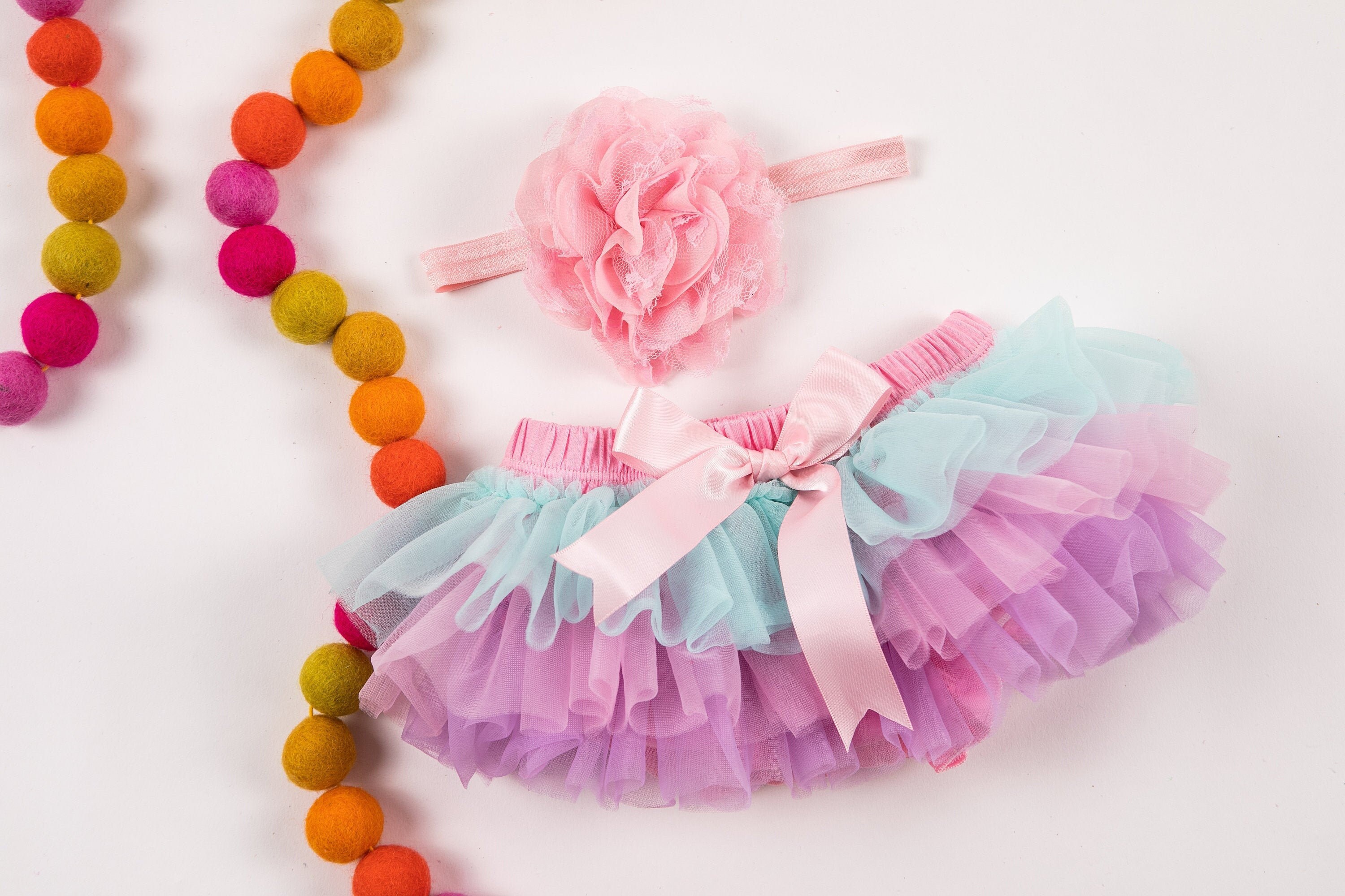 Baby Bloomers Newborn Ruffle Diaper Covers Baby Tulle Bloomer Headband Set 0-3 Months 