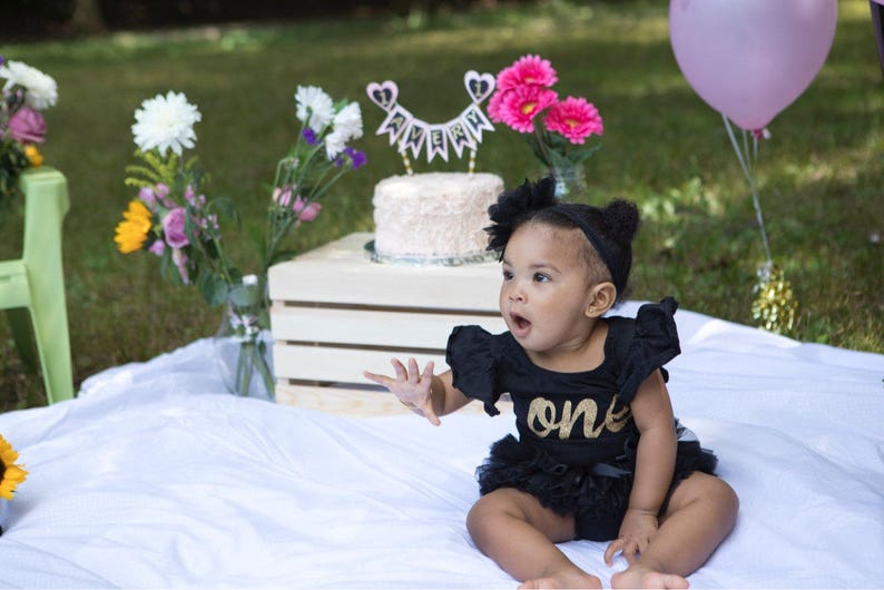Vintage Pink First Birthday "one" Flutter Sleeve Leotard in Gold or ...