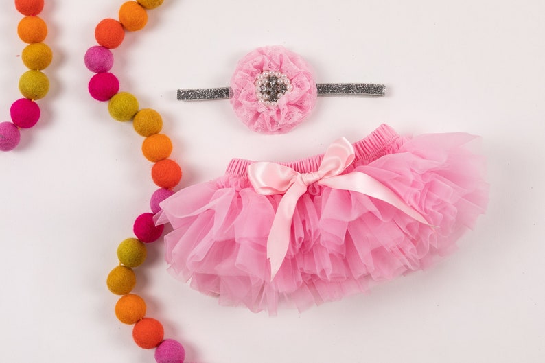 One Ruffle Lace Romper with Tutu Bloomer and Headband