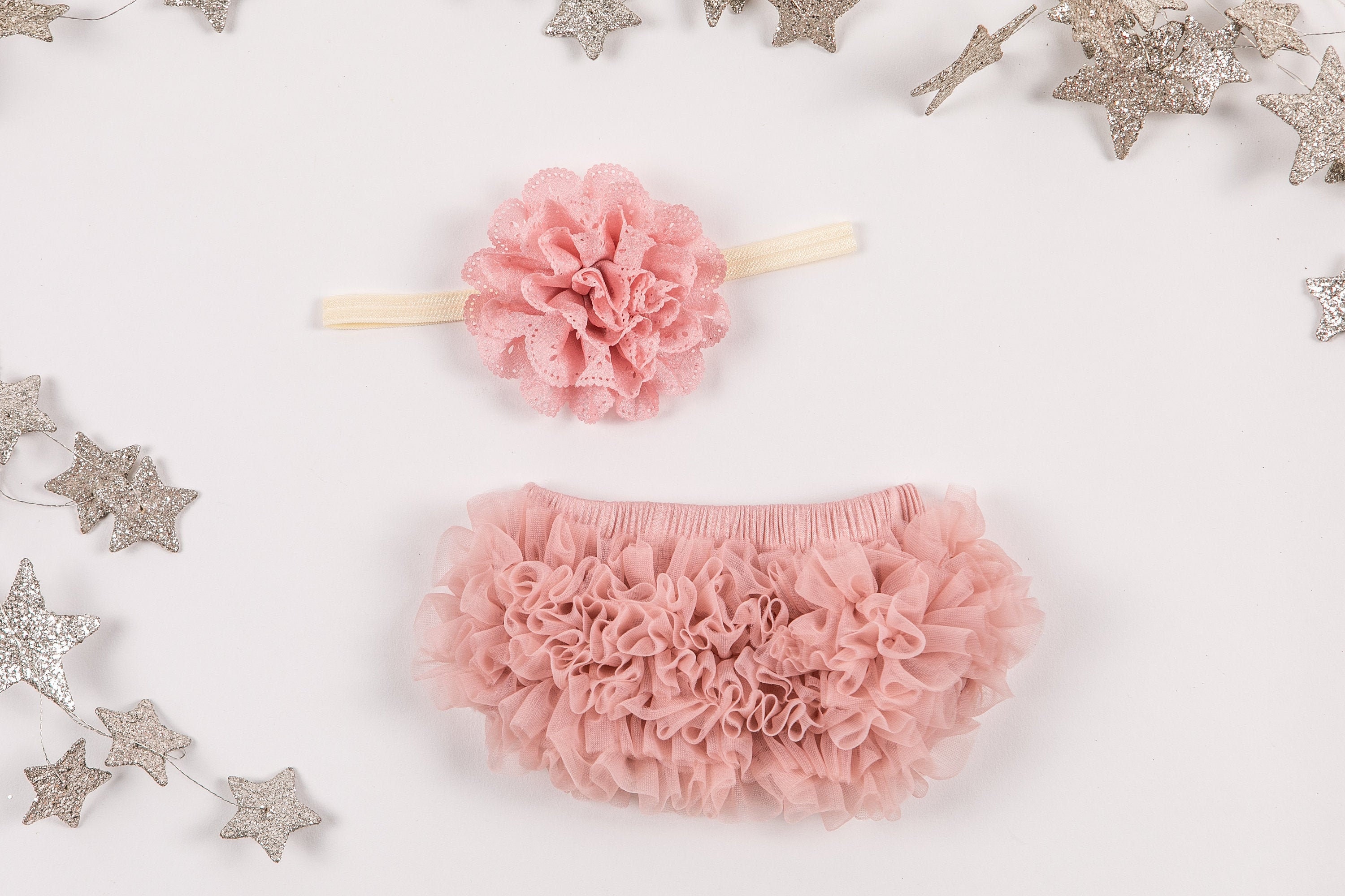 Baby Girl Ruffle Bottom Bloomer & Headband Set in Mauve Etsy