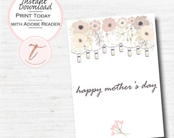 Digital Mother's Day card, Happy Mother's Day card for Mom, Wife, Grandma,  Watercolor Floral, PDF Digital  Download