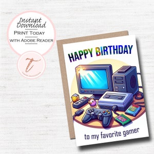 Digitale Geburtstagskarte, Gamer Geburtstag, Lieblingsgames, Videospiel Controller, Level Up Geburtstagskarte, Gamer, Videospiel, PDF