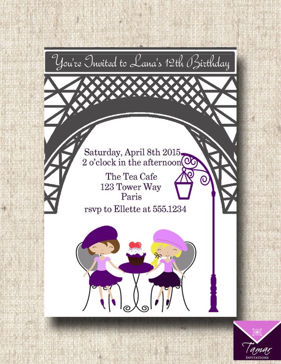 PRINTABLE Birthday Invitation Glam Girls in Paris Party Il_570xn