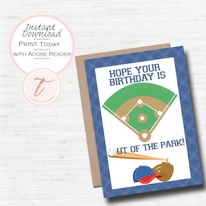 Carte d'anniversaire numérique, Joyeux anniversaire, Ami, Garçon, Fille, Sports, Baseball, Basketball, Football, Soccer, Ballpark PDF Téléchargement imprimable