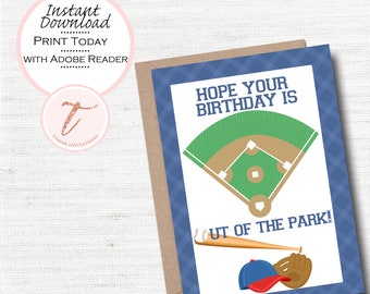 Digital Birthday Card, Happy Birthday, Friend, Boy, Girl, Sports, Baseball, Basketball, Football, Soccer, Ballpark PDF Printable Download