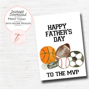 Cartão digital do Dia dos Pais, Cartão de Feliz Dia dos Pais para Papai, Marido, Vovô, Pai Esportivo PDF para impressão