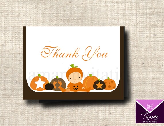 INSTANT DOWNLOAD Printable Baby Shower Thank You Card- Little Pumpin Patch - Great for Fall, Halloween or Pumpkin theme showers Il_570xn