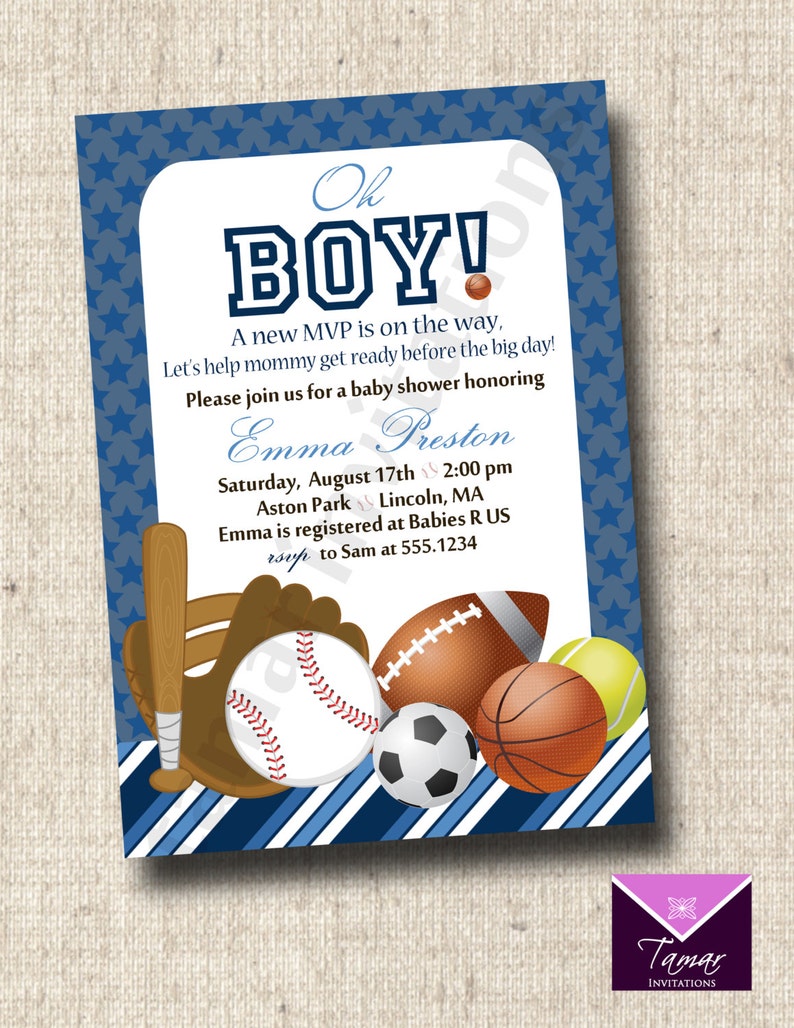 Printable SPORTS Baby Shower Pennant Banner INSTANT DOWNLOAD Etsy