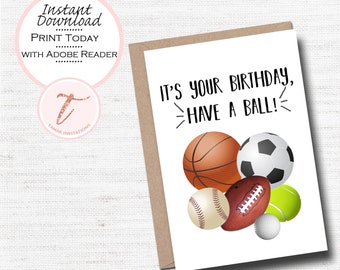 Digital Birthday Card, Happy Birthday, Friend, Boy, Girl, Sports, Baseball, Basketball, Football, Soccer, Allstar, Digital Download