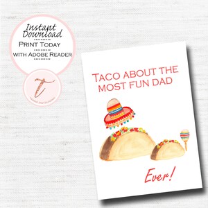 Digital Father's Day card, Happy Father's Day card for Dad, Husband, Grandpa, Taco Dad PDF Printable Download image 1