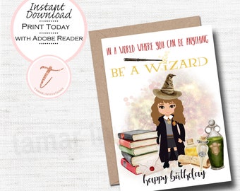 Digital Birthday Card - Have A Magical Birthday - Wizard & Witches - Digital Download