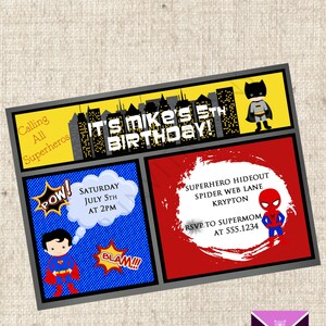 Digital Superhero Birthday Invitation - Comic Book Invite
