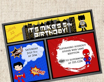 Digitale Superhelden Geburtstagseinladung - Comic Book Invite
