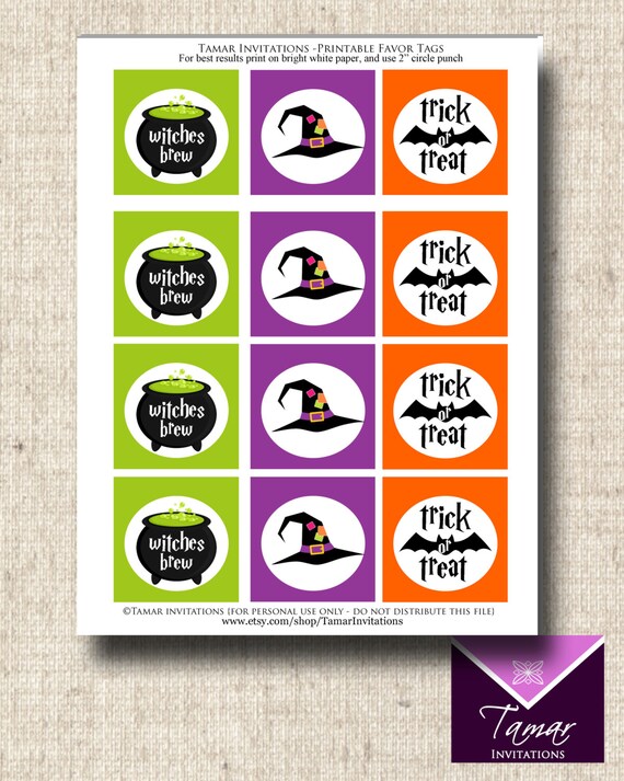 Printable - Somethings Brewing Halloween Witch Party Tags - INSTANT DOWNLOAD Il_570xn