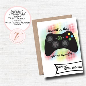 Digital Birthday Card, Video Game Controller, Game Controller, Level Up Birthday Card, Gamer, Digital Download