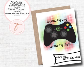 Digital Birthday Card, Video Game Controller, Game Controller, Level Up Birthday Card, Gamer, Digital Download