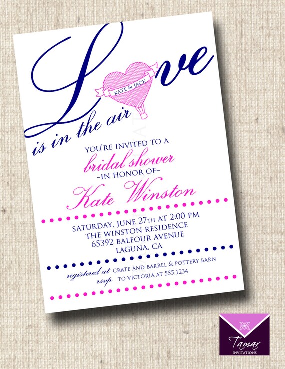 Printable Bridal Shower Invitation - LOVE is in the Air - Great for Bridal, Wedding, Engagement Il_570xn