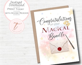 Digital Card - Magical Bundle- Congratulations Baby, Baby Shower, Wizard Magic, Congrats baby, Baby Card PDF Printable Download