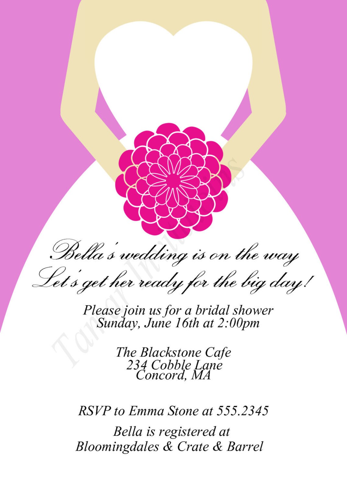 Printable Bridal Shower Invitation Card Bridal Dress Etsy