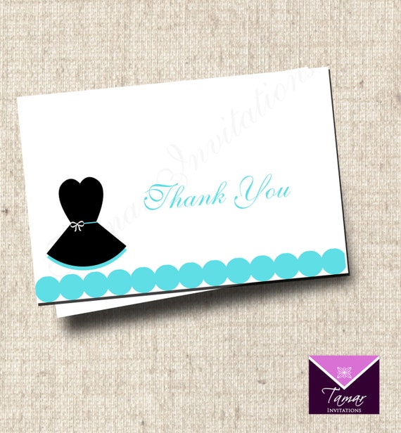 INSTANT DOWNLOAD Printable Breakfast at Tiffanys Bridal Thank You Card, Little Black Dress - Matching Invitation and Recipe Care available Il_570xn