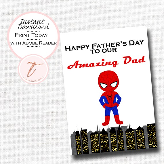 Download Printable Father S Day Card Happy Father S Day Card For Dad Husband Grandpa Spiderman Pdf Instant Download By Tamar Invitations Catch My Party