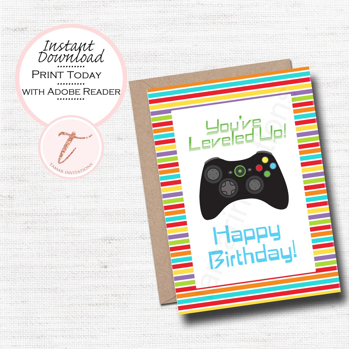 Printable Birthday Day Card Video Game Controller Game - Etsy