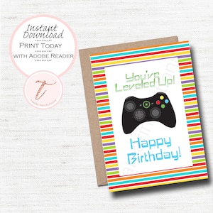 Digital Birthday Day Card, Video Game Controller, Game Controller, Level Up Birthday Card, Gamer, Digital Download