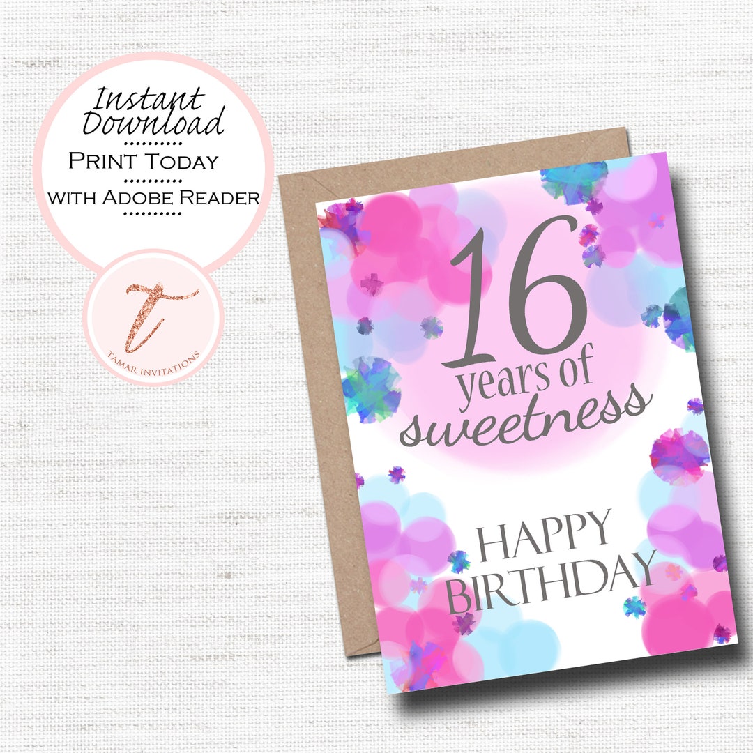 Happy Sweet 16th Birthday Card- Digital Birthday Card - Sweet 16 - 16th Birthday Card- Have A Magical Birthday - PDF Digital Download - Etsy happy-sweet-16th-birthday-card-digital-birthday-card-sweet-16-16th-birthday-card-have-a-magical-birthday-pdf-digital-download-etsy