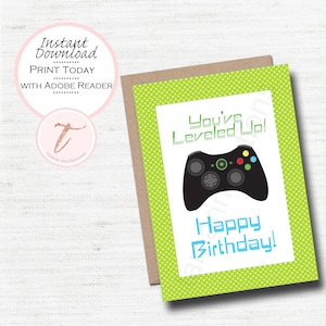 Digital Birthday Day Card, Video Game Controller, Game Controller, Level Up Birthday Card, Gamer, Digital Download