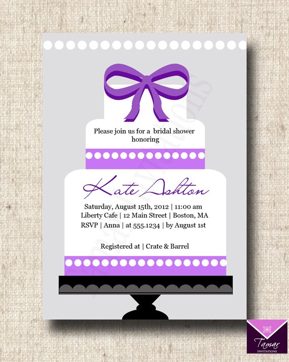 Printable Bridal Shower Invitation - Wedding Cake Design - Choose Your Color Il_570xn