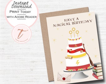 Digital Birthday Card - Have A Magical Birthday - Wizard Magic - Wizard Birthday - PDF Printable Download