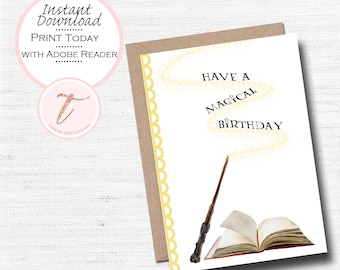 Digital Birthday Card - Have A Magical Birthday - Wizard Magic PDF Digital  Download