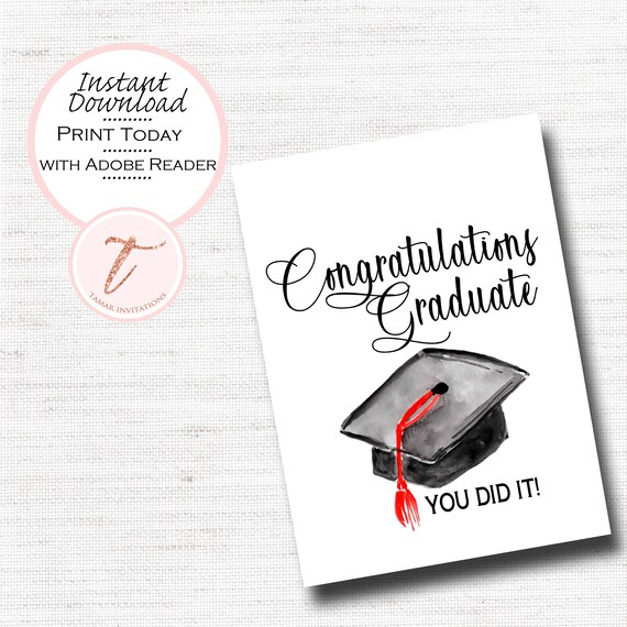 PRINTABLE Graduation Card, Happy Graduation Card, Class of 2022, School ...