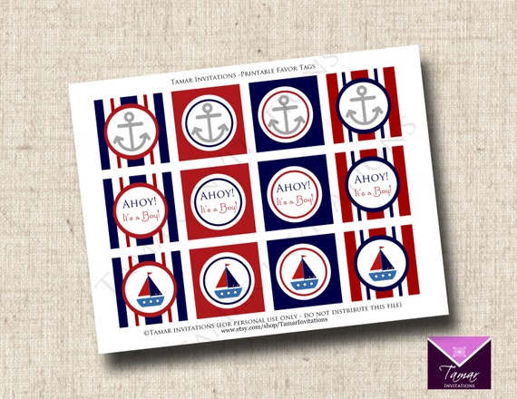 Printable Nautical Sailboats and Anchors Party Favor Tags - INSTANT ...